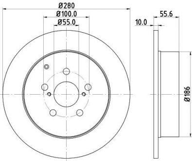 Тормозной диск зад. AVENSIS 03-08 (PRO) HELLA PAGID 8DD355111-671