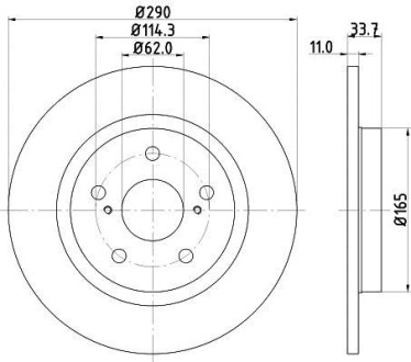 Тормозной диск зад. Avensis 08- 1.6-2.2 HELLA PAGID 8DD355116-121