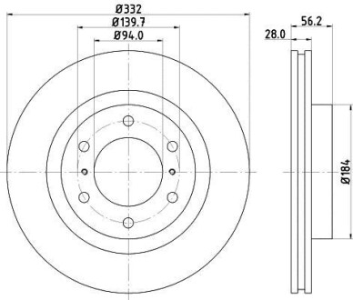 Тормозной диск перед. Pajero IV 06- HELLA PAGID 8DD355119-081