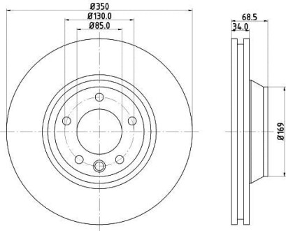 Диск гальмівний з покриттям PRO; передн., лів. HELLA PAGID 8DD355109-761