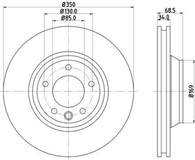 Диск гальмівний з покриттям PRO; передн., прав. HELLA PAGID 8DD355109-781