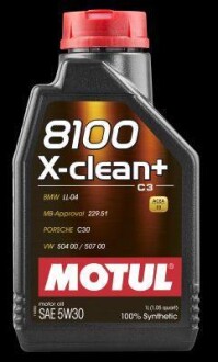 Олива моторна синтетична "8100 X-Clean+ 5W-30", 1л (102259=) MOTUL 106376