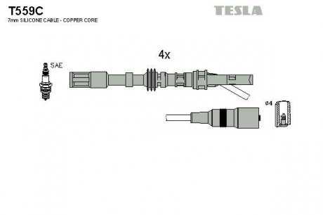 Комплект кабелiв запалювання TESLA T559C