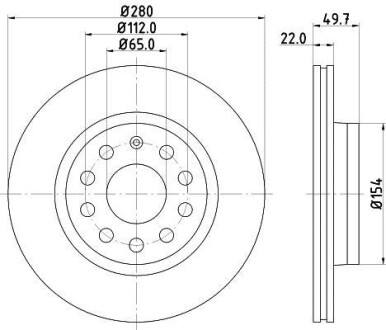 Тормозной диск перед. Caddy III/Golf V/VI/Jetta/Octavia 04- (280x22) HELLA PAGID 8DD355109-561