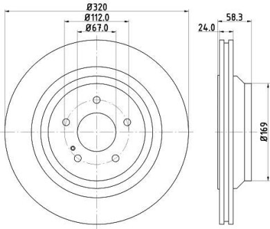 Гальмівний диск зад. W221/C216 05-13 2.2-5.5 (PRO) HC HELLA PAGID 8DD355128-751