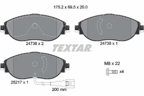 Гальмівні колодки, дискові TEXTAR 2473820015 (фото 1)