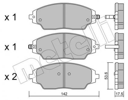 Комплект гальмівних колодок (дискових) METELLI 22-1008-0