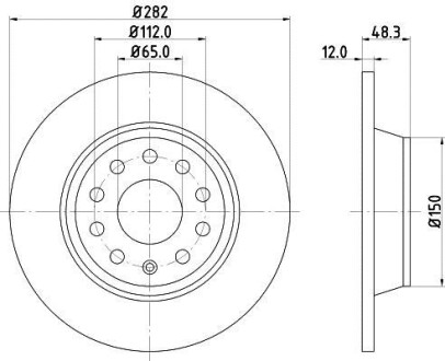 Диск гальмівний з покриттям PRO; задн. HELLA PAGID 8DD355112-141