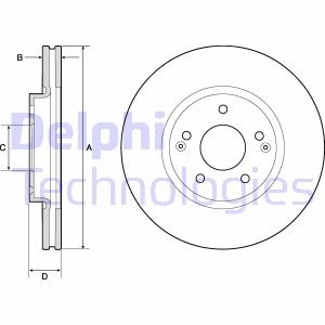 DB Тормозной диск передний SANGYONG ACTYON II 10/12-,KORANDO 11/10- DELPHI BG4809C (фото 1)