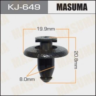 Кліпса автомобильная (автокрепеж) 649-KJ салонная черная [уп.50] MASUMA KJ649 (фото 1)