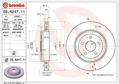Тормозной диск BREMBO 09.N247.11 (фото 1)