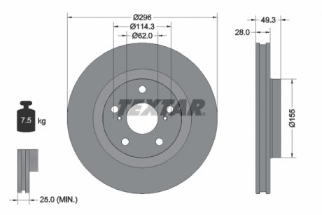 Гальмівний диск TEXTAR 98200168801 (фото 1)