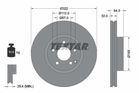 Гальмівний диск TEXTAR 98200163501