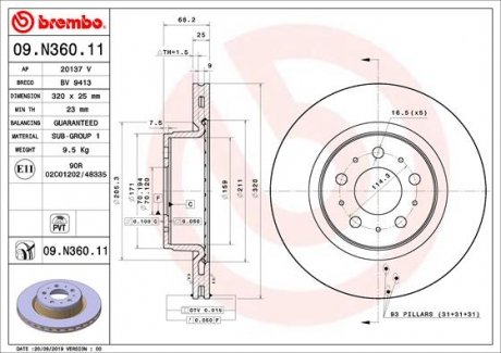 Тормозной диск BREMBO 09.N360.11