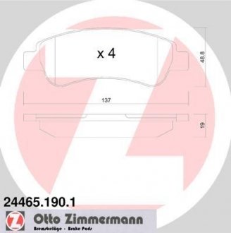 Комплект гальмівних колодок ZIMMERMANN 24465.190.1 (фото 1)
