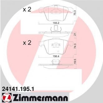 Комплект гальмівних колодок ZIMMERMANN 24141.195.1 (фото 1)