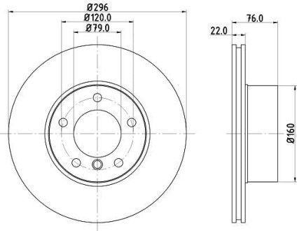 HELLA Диск тормозной перед. (вентил.) BMW 5-serie (E39) (296*22) HELLA PAGID 8DD 355 104-591