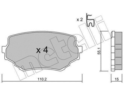 Комплект гальмівних колодок METELLI 22-0249-0