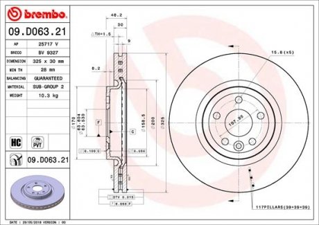 Фото гальмівний диск BREMBO 09.D063.21 Гальмівний диск BREMBO 09.D063.21