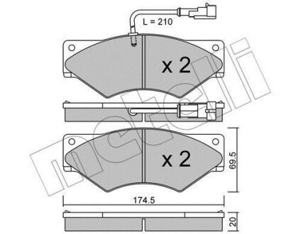 Комплект гальмівних колодок (дискових) METELLI 22-0849-1