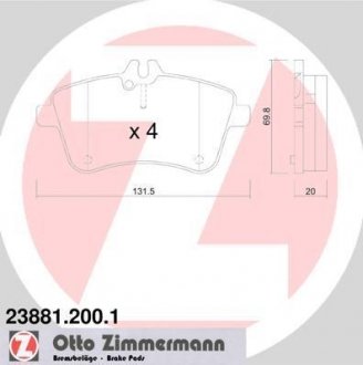 Комплект гальмівних колодок ZIMMERMANN 23881.200.1