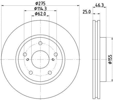 Диск гальмівний з покриттям PRO; передн. HELLA PAGID 8DD355117361