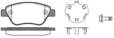 Гальмівні колодки перед. 500/PANDA/DOBLO/CORSA 1.0-1.9 04- (Bosch) (123.8x53.6) з датчиком WOKING P9583.30