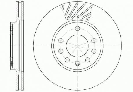 Гальмівний диск перед. Opel Astra G, H/Zafira 98- (вент.) (280x25) WOKING D6584.10 (фото 1)