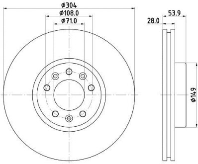 Диск гальмівний з покриттям PRO; передн. HELLA PAGID 8DD355125411