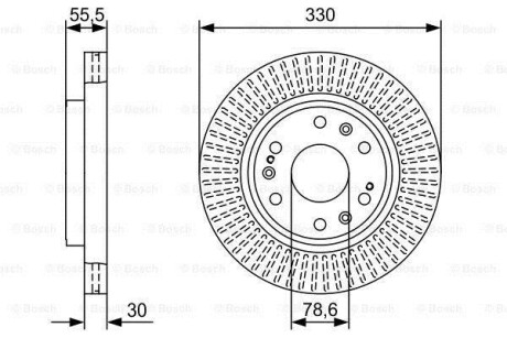 Диск торм. пер. CADILAC ESCALLADE 06- BOSCH 0986479W30 (фото 1)