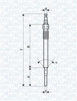 VW Свеча накала 4.4V 2,0TDI: Audi A3Golf V,TouranSkodaSeat MAGNETI MARELLI 062900051304 (фото 1)