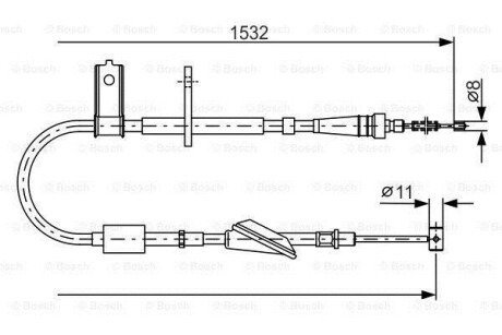 Трос ручного тормоза зад. лев SUBARU Justy 03-, SUZUKI Ignis BOSCH 1987482093