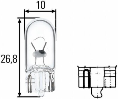 W5W 12V 5W Лампа розжарювання (блістер 2 шт) STANDARD HELLA 8GP 003 594-123