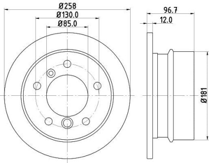 HELLA DB диск гальмівний задн. (PRO High Carbon) Sprinter VW LT 96- (258*12) HELLA PAGID 8DD 355 128-401