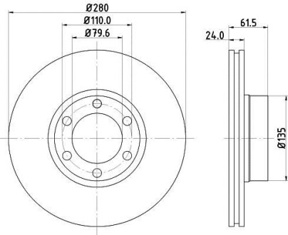 HELLA RENAULT диск гальмівний передній Master II 2.5/2.8TD 98- HELLA PAGID 8DD 355 106-611