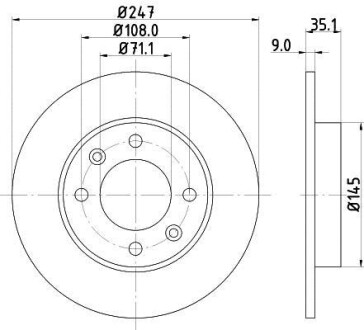 HELLA CITROEN гальмівний диск задній Berlingo, C2, C3, C4 HELLA PAGID 8DD 355 108-391