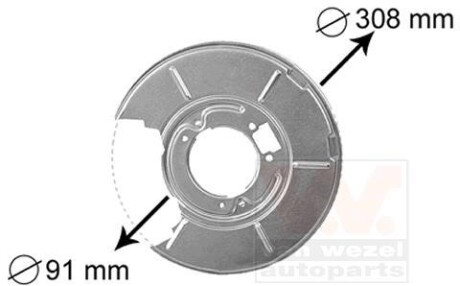 Защита тормозного диска BMW E36,E46 Rear Right VAN WEZEL 0646374 (фото 1)