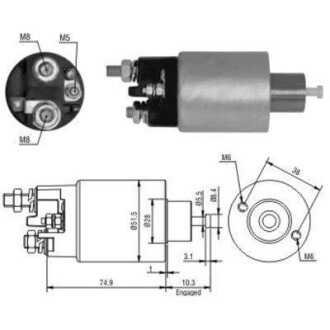 MEATDORIA OPEL Втягуюче реле стартера MOVANO A 2.8 DTI (JD) 98-01, RENAULT MASTER II 2.8 dTI 98-01 MEAT&DORIA 46099