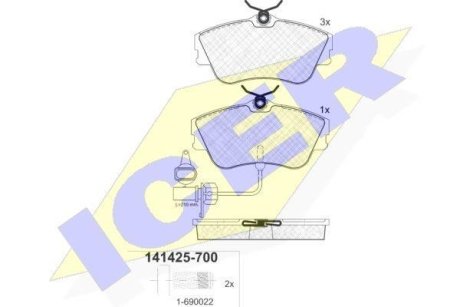 Комплект гальмівних колодок (дискових) ICER 141425-700