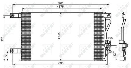 Конденсатор кондиціонера MITSUBISHI L200 2.5D 97- (вир-во) NRF 35756