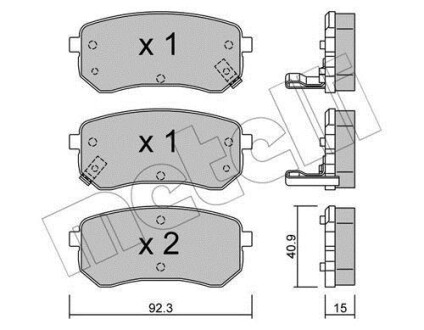 Комплект гальмівних колодок (дискових) METELLI 22-0815-0