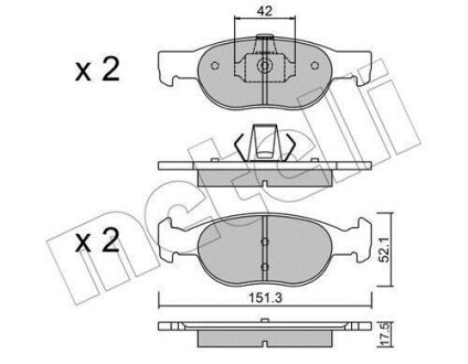 Комплект гальмівних колодок (дискових) METELLI 22-0079-1