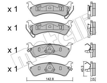 Комплект гальмівних колодок (дискових) METELLI 22-0527-0