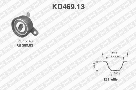 Ремонтний комплект для заміни паса газорозподільчого механізму SNR NTN KD469.13