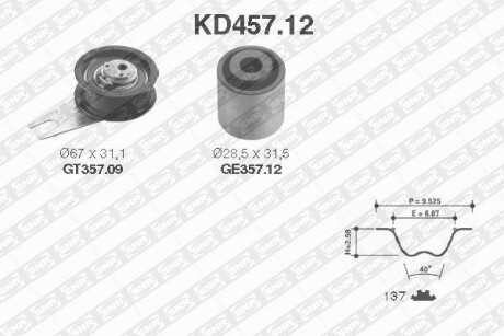 Ремонтний комплект для заміни паса газорозподільчого механізму SNR NTN KD457.12