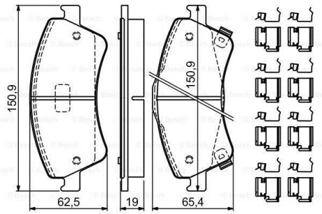 ДИСКОВI КОЛОДКИ ПЕРЕДНI BOSCH 0986494932