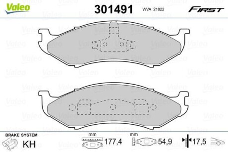 Гальмівні колодки First JEEP/KIA Cherokee/Carnival "F "84-07 VALEO 301491