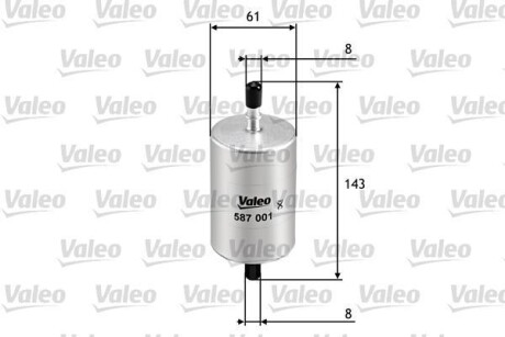 Фільтр паливний CITROEN Berlingo/C-Elysee/C15/C2/C3/Evasion/Jumpy/Saxo/Xantia "1,0-2,9 "88>> VALEO 587001