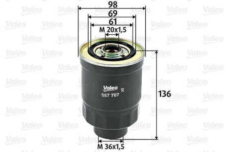 Фільтр паливний ASIA MOTORS/HYUNDAI/SUZUKI Rocsta/Porter/Grand Vitara "1,7-3,1 "80>> VALEO 587707