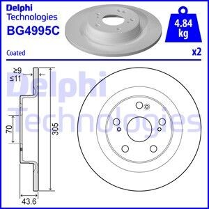 Фото диск гальмівний DELPHI BG4995C Диск гальмівний DELPHI BG4995C